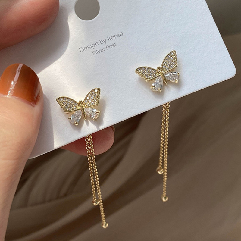 Tassel Earrings Boho - Pendientes colgantes de mariposa con borla