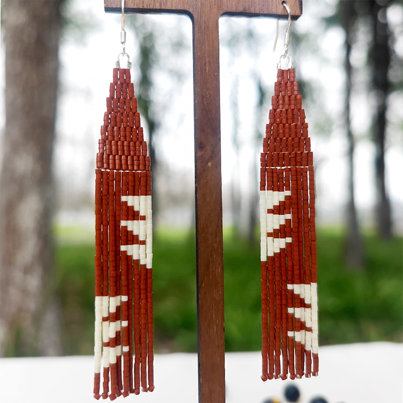 Tassel Earrings Boho - Pendientes con cuentas, hoja de borla,
